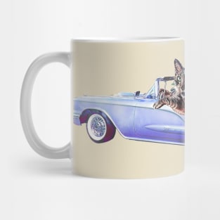 Funny cat art classic car Hot rod Thunderbird Cadillac Mug